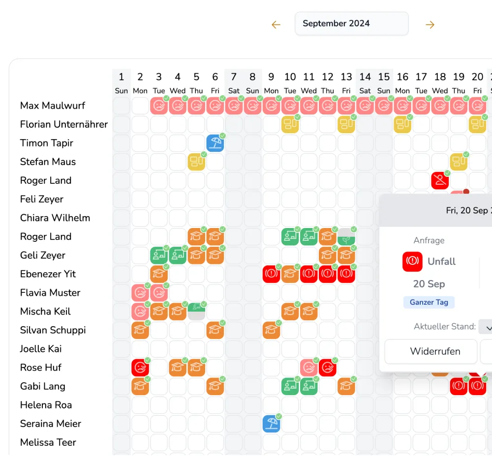 Timesia Zeiterfassung feature screen mockup