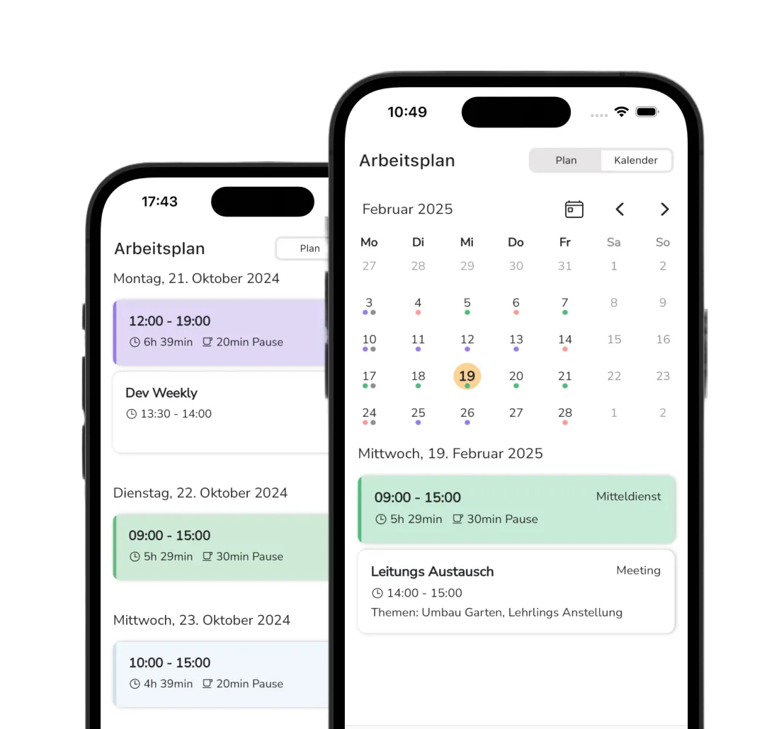 Personalplanung feature screen mockup