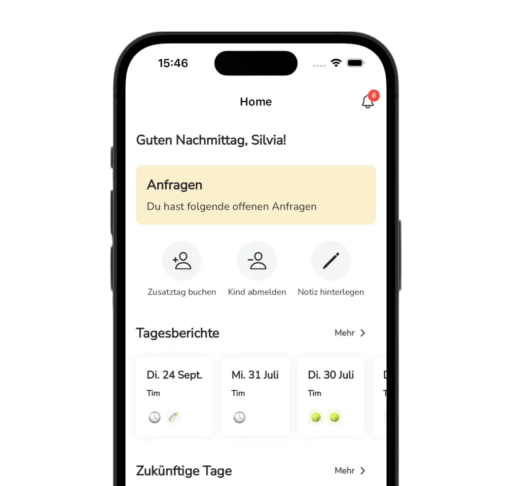 Eltern App screen mockup