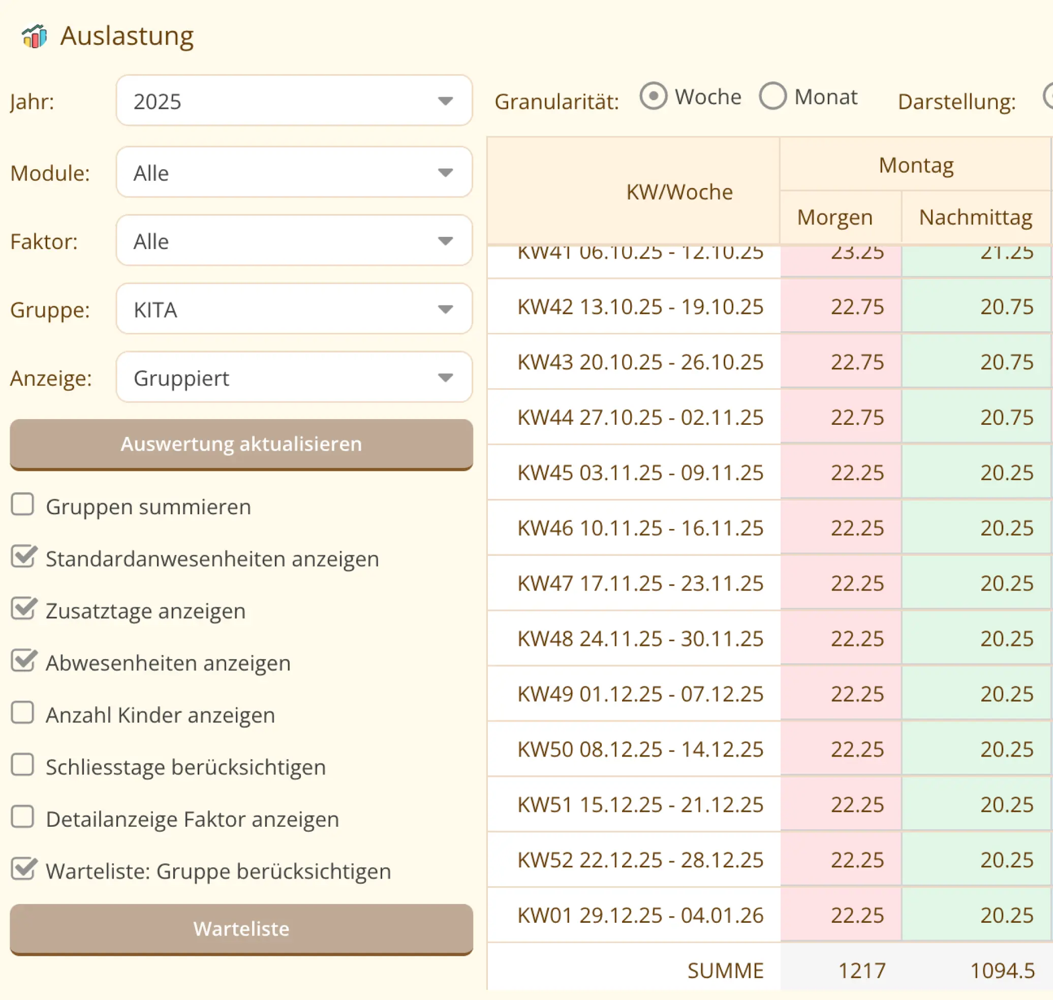 Kinderplanung feature screen mockup