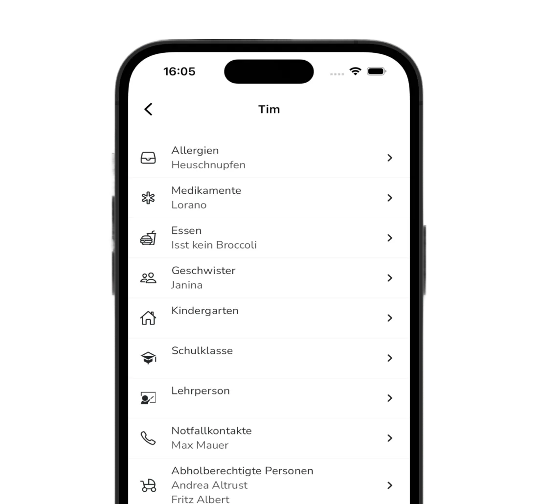 Eltern App screen mockup