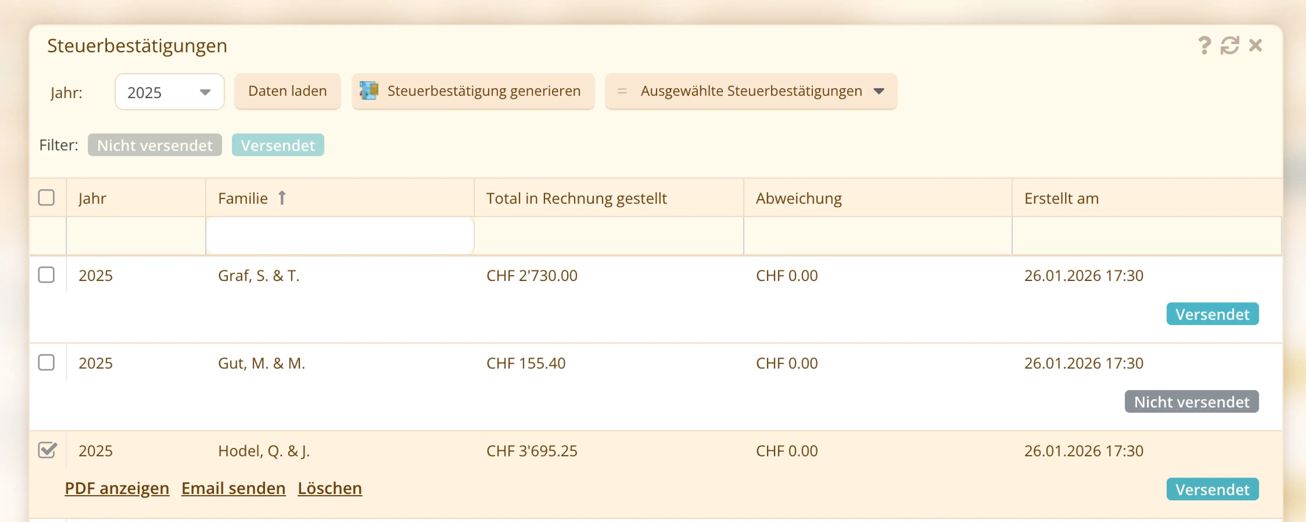 Fakturierung feature screen mockup