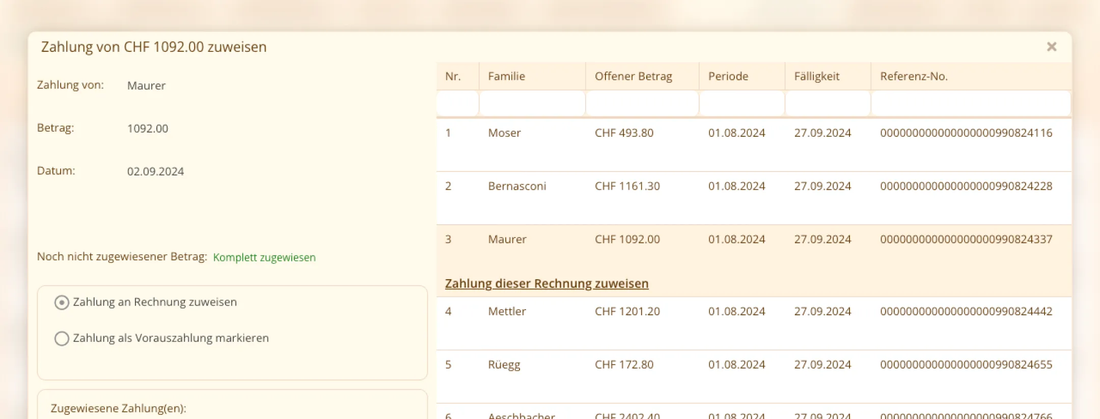 Fakturierung feature screen mockup