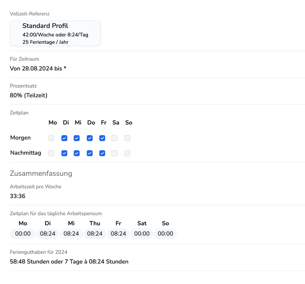 Timesia Zeiterfassung feature screen mockup